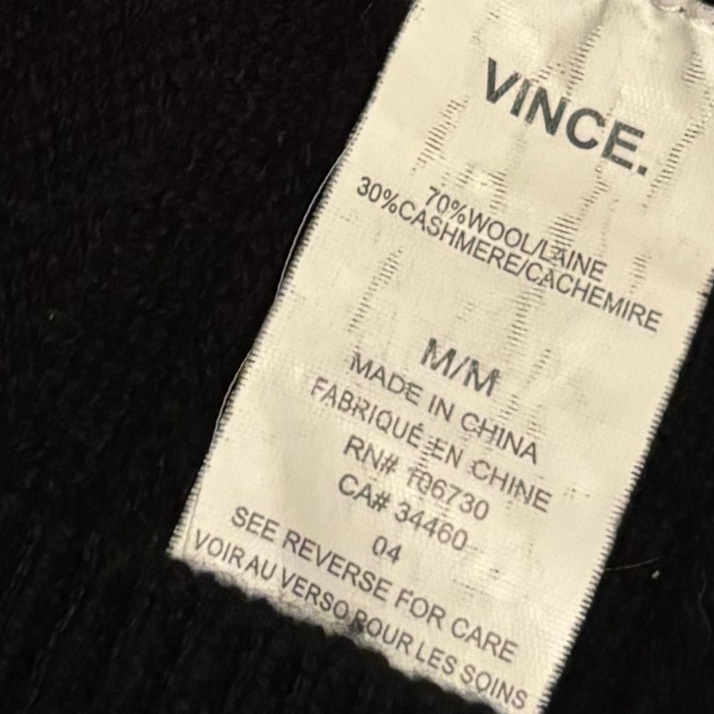 Vintage Vince Colorblock Intarsia Crew Sweater Heather Black Steel Wool Cashmere - Picture 7 of 12